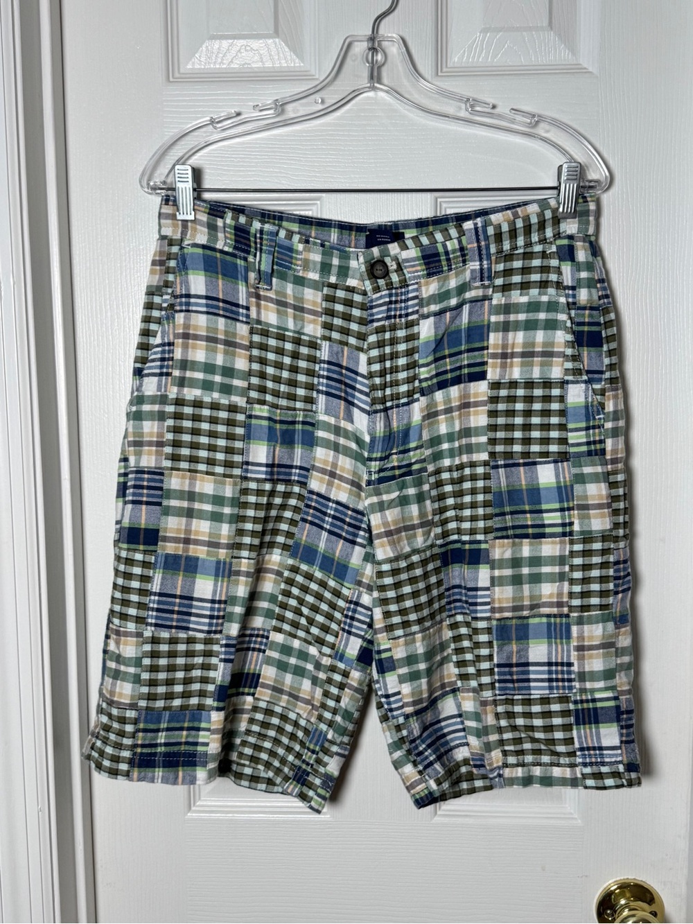 IZOD Men's Saltwater Patchwork Madras Plaid Golf Chino Shorts Size 32